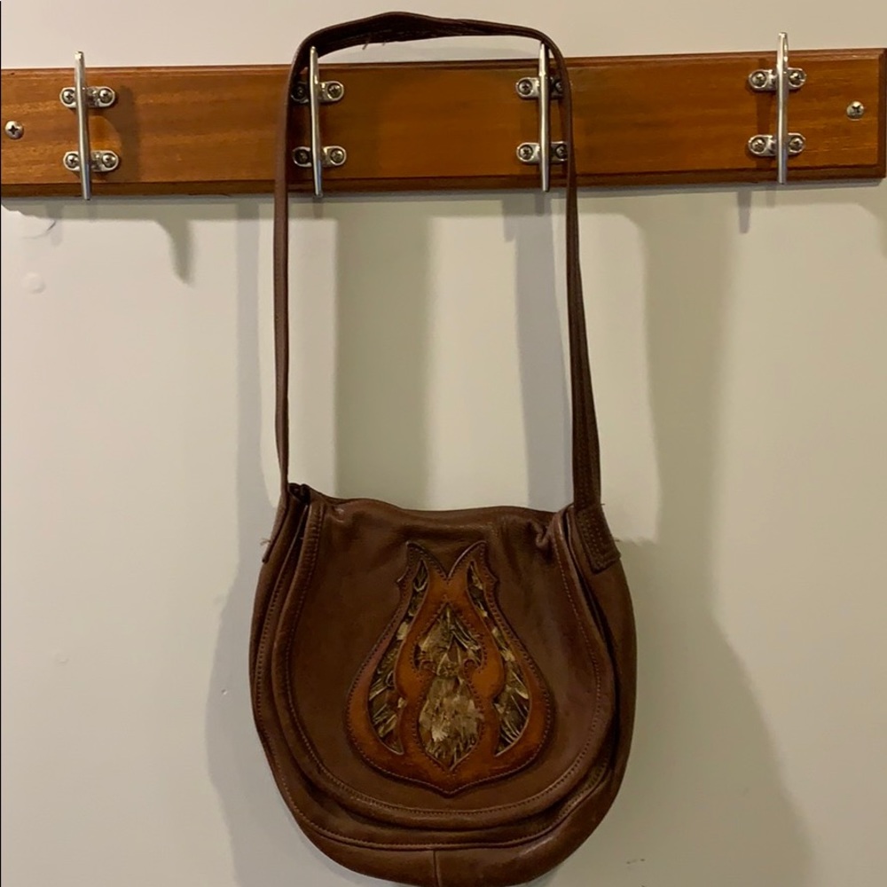Feather & Leather Messenger Bag